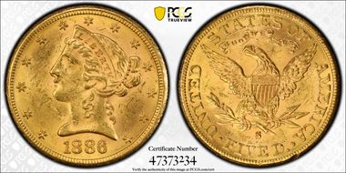 1886-S $5 MS62