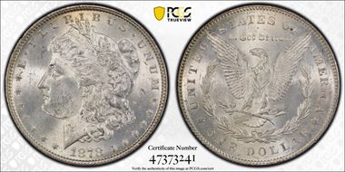 1878 7TF $1 Reverse of 1878 MS62