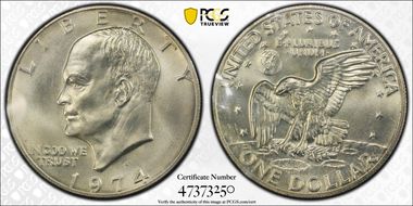 1974-S $1 Silver MS66
