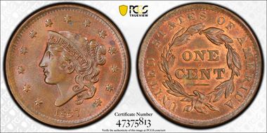1837 1C Newcomb-11 MS65RB