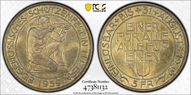 1939 B 5 Fr Luzern R-909a MS64