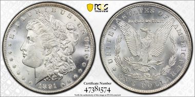 1891-CC $1 VAM 3, Spitting Eagle MS63
