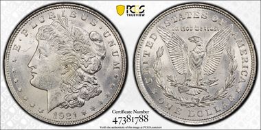 1921 $1 Morgan MS62