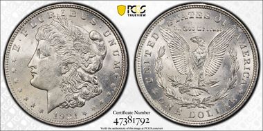 1921 $1 Morgan MS62