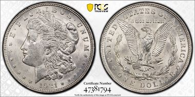 1921 $1 Morgan MS62