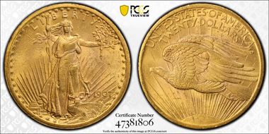 1907 $20 Saint-Gaudens MS62