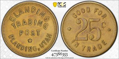 No Date Tk 25C TC-47232 Brass Blanding Trading Post AU50