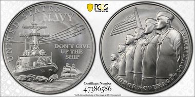 (2023-P) Medal U.S. Navy Matte 1oz Ag First Strike MS70