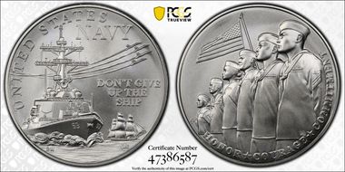 (2023-P) Medal U.S. Navy Matte 1oz Ag First Strike MS70