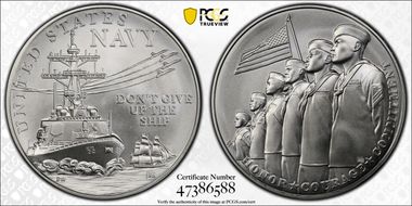 (2023-P) Medal U.S. Navy Matte 1oz Ag First Strike MS70