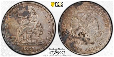1877 T$1 Chopmarked N1