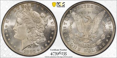 1880-O $1 VAM 5 8/7 Crossbar MS63