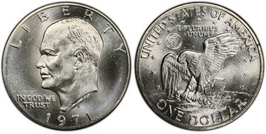 1971-S $1 FS-401, Peg Leg MS65+ 
