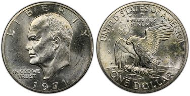 1971-S $1 FS-401, Peg Leg MS64