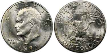 1971-S $1 FS-401, Peg Leg MS65+