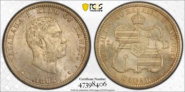 1883 25C Hawaii MS64