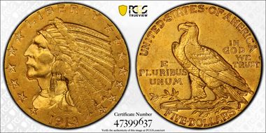 1913-S $5 AU55