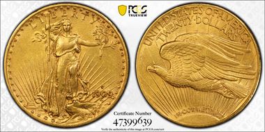 1909-S $20 AU55