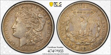1921 $1 Morgan AU50