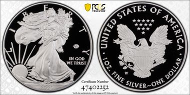 2020-W  $1 Silver Eagle - v75 Privy PR70DCAM
