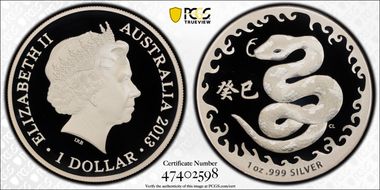 2013 $1 Water Snake PR70DCAM