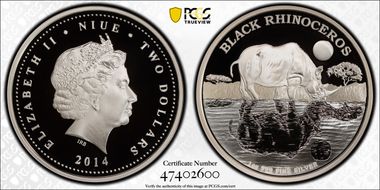 2014 $2 Black Rhino PR70DCAM