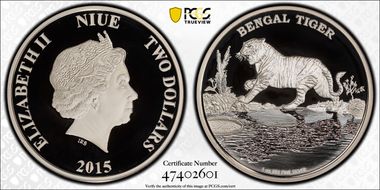 2015 $2 Bengal Tiger PR69DCAM