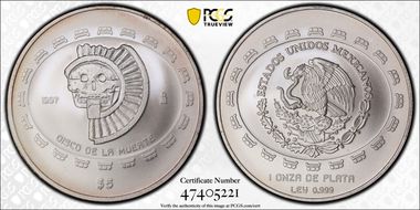 1997-Mo 5 Peso Disco de la Muerte MS69