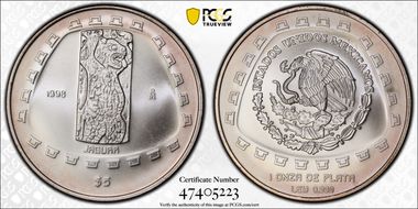 1998-Mo 5 Peso Hombre Jaguar MS68