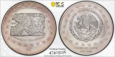 1998-Mo 5 Peso Serpiente con Craneo MS69