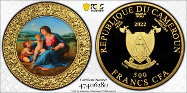 2022-MW 500 Fr Alba Madonna by Raphael Gilt-Ag PR69DCAM