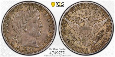 1913 25C AU55