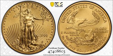 2008-W $5 Burnished Gold Eagle SP70