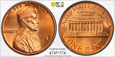 1982-D 1C Bronze MS66RD