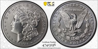 2021-D $1 Morgan Dollar 100th Anniversary MS69