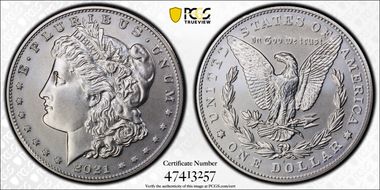 2021-S $1 Morgan Dollar 100th Anniversary MS70