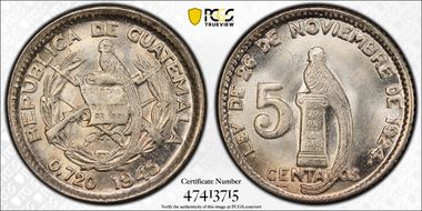 1945 5C KM-238.1  Ag MS66