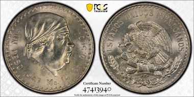 1947-Mo Peso KM-456  Ag MS65