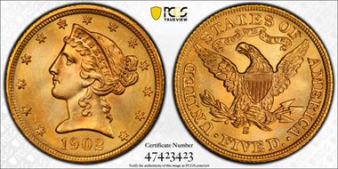 1902-S $5 MS66