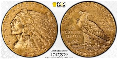 1909-D $5 MS63+ 