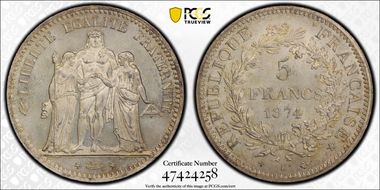 1874-K 5 Fr Gad-745a F-334 MS64
