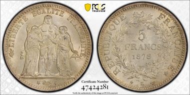 1878-K 5 Fr Gad-745a F-334 MS65