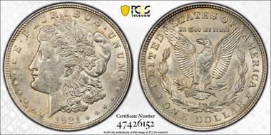 1921 $1 Morgan MS62