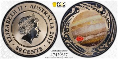 2017 50C Planetary Coins Jupiter Colorized MS70