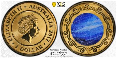 2017 $1 Planetary Coins Neptune Colorized MS69