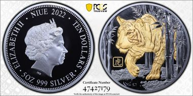 2022 $10 Year of the Tiger Selective Gilt PR69DCAM