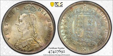 1887 1/2 Cr S-3924 Jubilee Head MS64