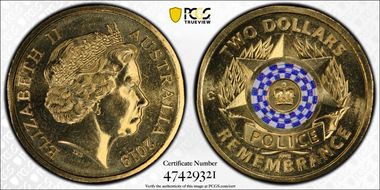 2019-C $2 Police Remembrance Colorized MS68