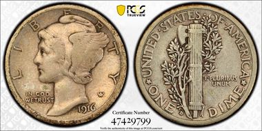 1916-D 10C VF20