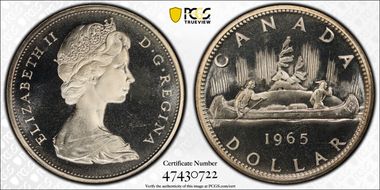 1965 S$1 Type 2 Sm Beads, Bl 5 Ag PL67CAM